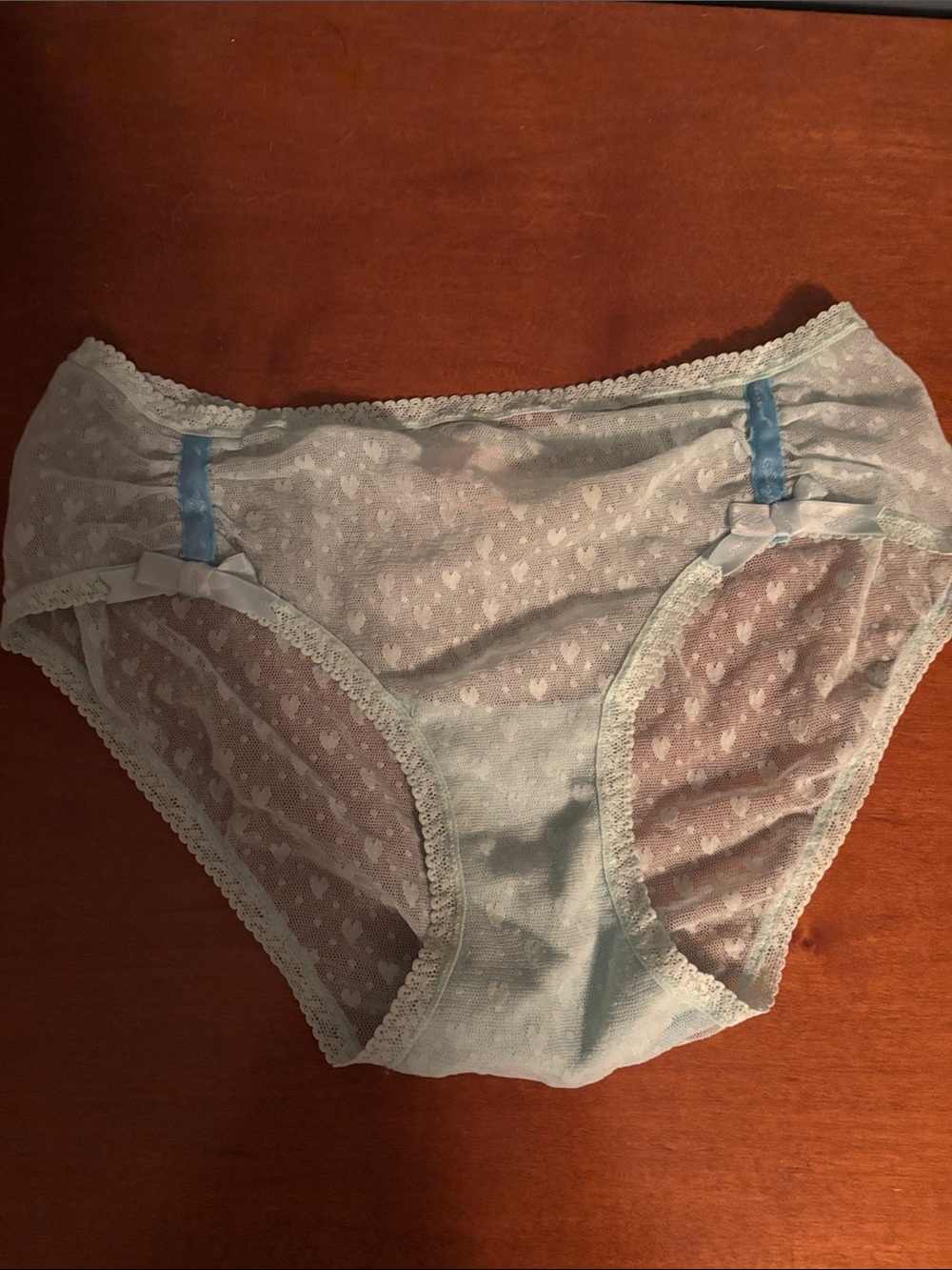 Light Blue Heart-Print Briefs size small